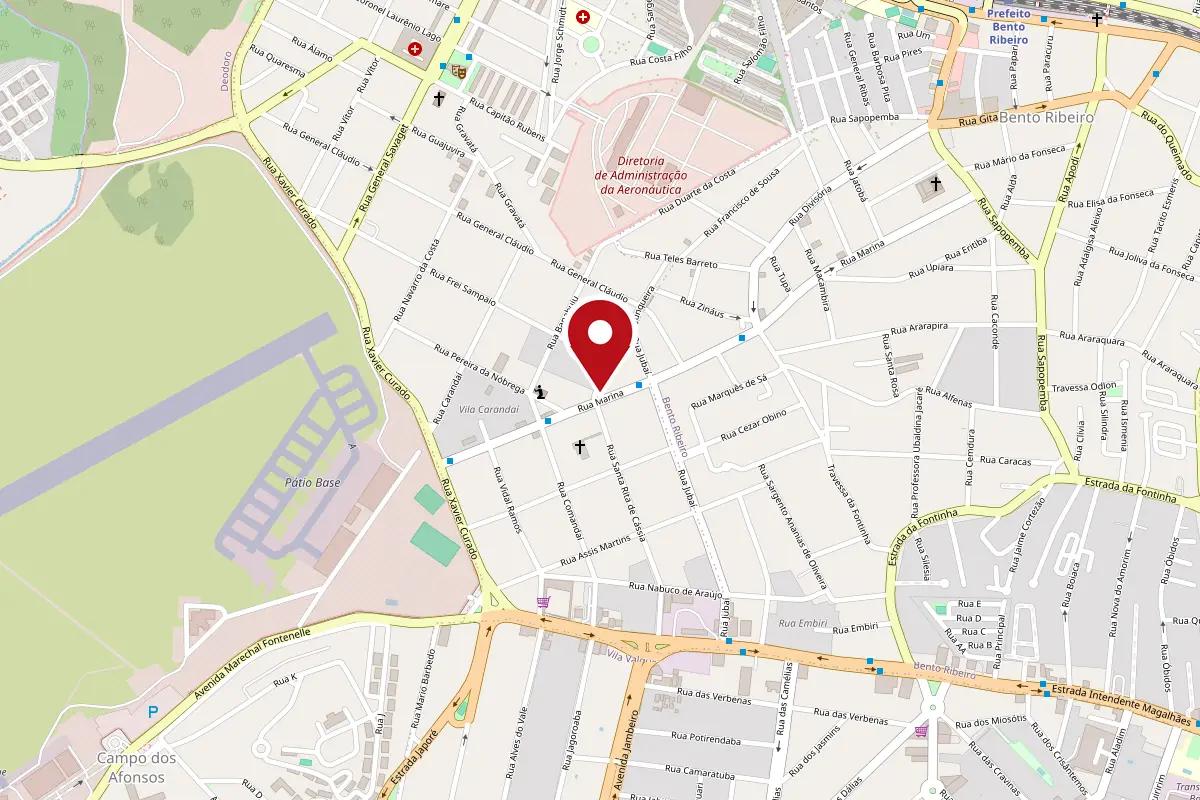 Mapa da região da Rua Marina, em Marechal Hermes, Rio de Janeiro